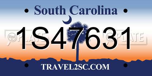 1S47631 South Carolina License Plate