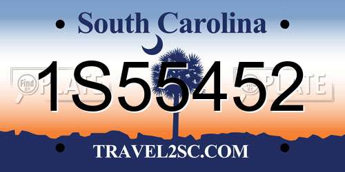 1S55452 South Carolina License Plate