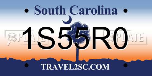1S55R0 South Carolina License Plate