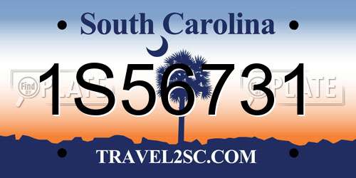 1S56731 South Carolina License Plate