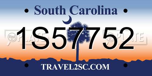 1S57752 South Carolina License Plate
