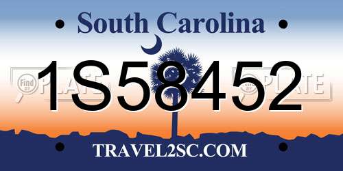 1S58452 South Carolina License Plate