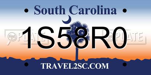 1S58R0 South Carolina License Plate