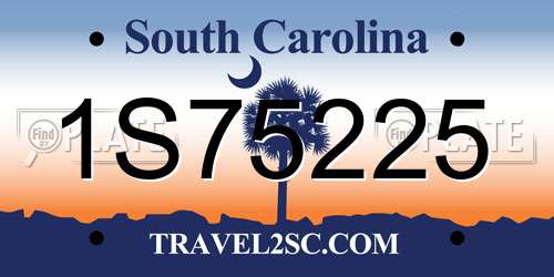 1S75225 South Carolina License Plate