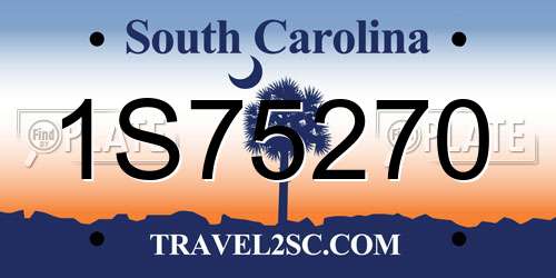 1S75270 South Carolina License Plate