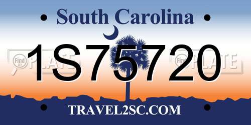 1S75720 South Carolina License Plate