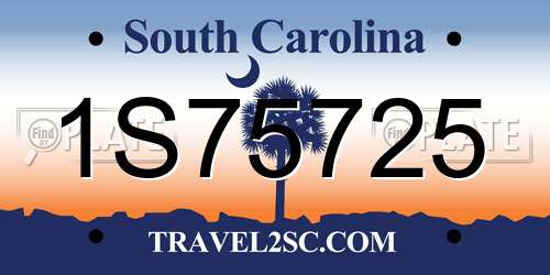 1S75725 South Carolina License Plate