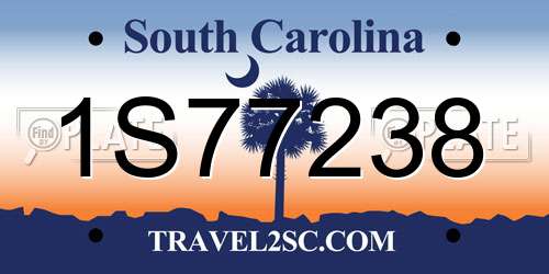 1S77238 South Carolina License Plate