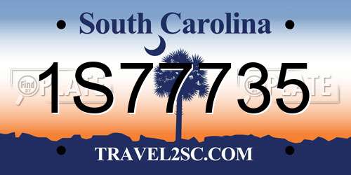 1S77735 South Carolina License Plate