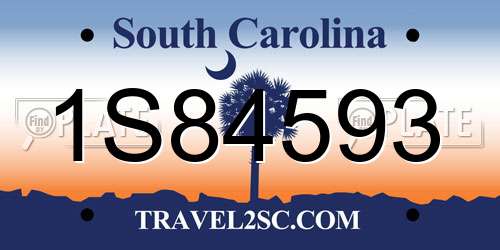 1S84593 South Carolina License Plate
