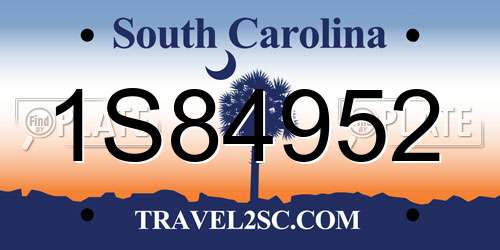 1S84952 South Carolina License Plate