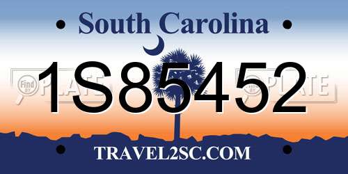 1S85452 South Carolina License Plate