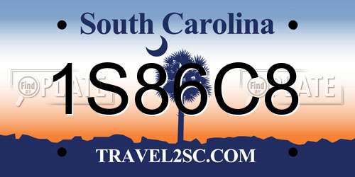 1S86C8 South Carolina License Plate