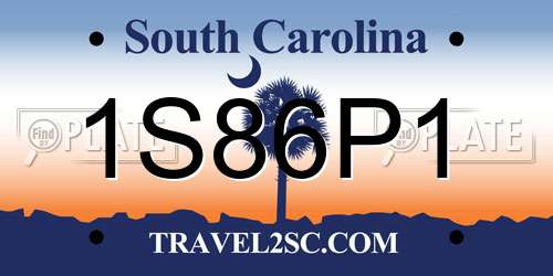 1S86P1 South Carolina License Plate