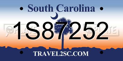 1S87252 South Carolina License Plate