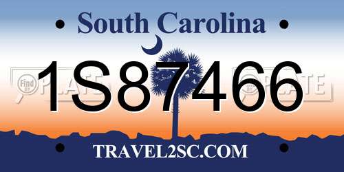 1S87466 South Carolina License Plate