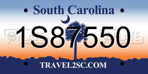 1S87550 South Carolina License Plate