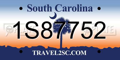 1S87752 South Carolina License Plate