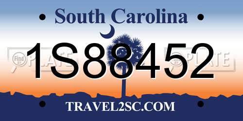 1S88452 South Carolina License Plate