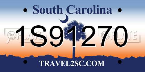 1S91270 South Carolina License Plate