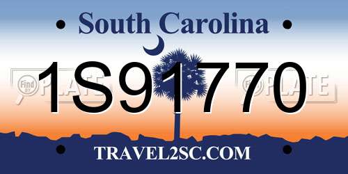 1S91770 South Carolina License Plate