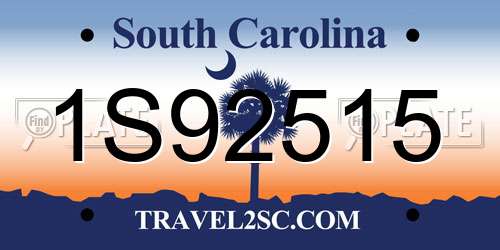 1S92515 South Carolina License Plate