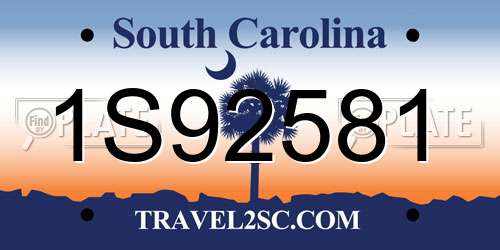 1S92581 South Carolina License Plate