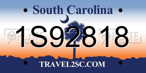 1S92818 South Carolina License Plate