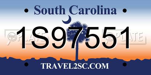 1S97551 South Carolina License Plate