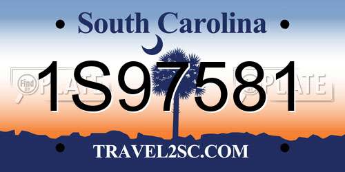 1S97581 South Carolina License Plate