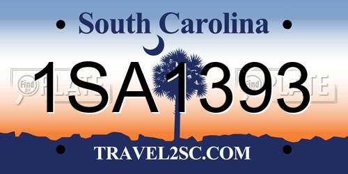 1SA1393 South Carolina License Plate