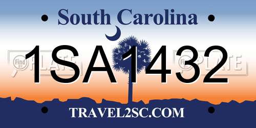 1SA1432 South Carolina License Plate