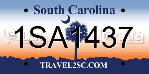 1SA1437 South Carolina License Plate