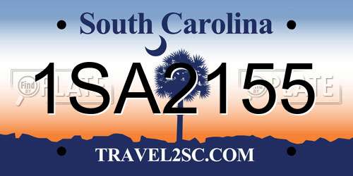1SA2155 South Carolina License Plate