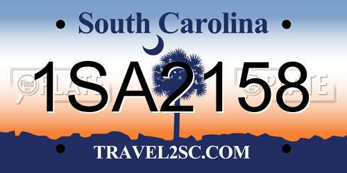 1SA2158 South Carolina License Plate