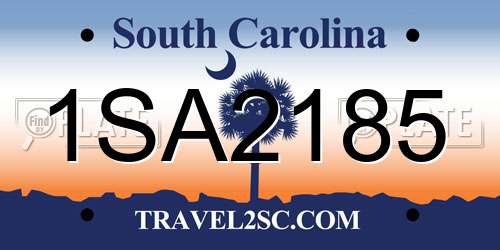 1SA2185 South Carolina License Plate