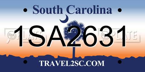 1SA2631 South Carolina License Plate