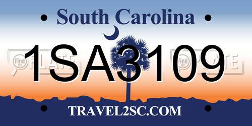 1SA3109 South Carolina License Plate