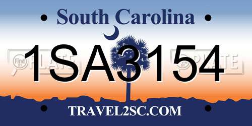 1SA3154 South Carolina License Plate