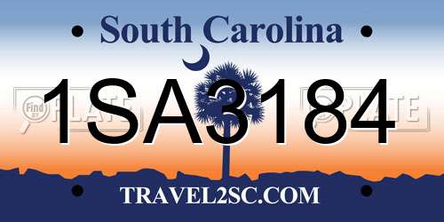 1SA3184 South Carolina License Plate