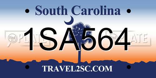 1SA564 South Carolina License Plate