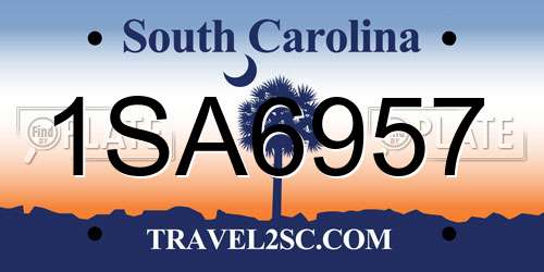 1SA6957 South Carolina License Plate