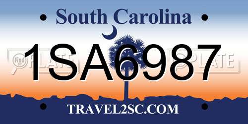 1SA6987 South Carolina License Plate