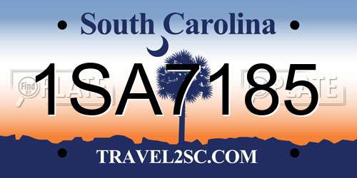 1SA7185 South Carolina License Plate