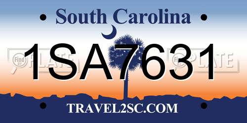 1SA7631 South Carolina License Plate