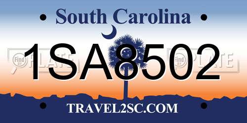 1SA8502 South Carolina License Plate