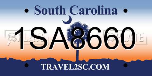 1SA8660 South Carolina License Plate