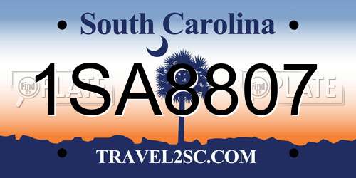 1SA8807 South Carolina License Plate