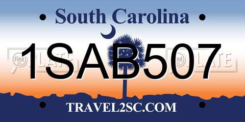 1SAB507 South Carolina License Plate