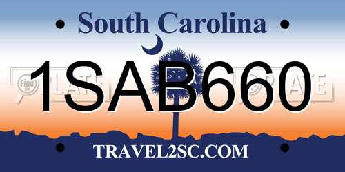 1SAB660 South Carolina License Plate
